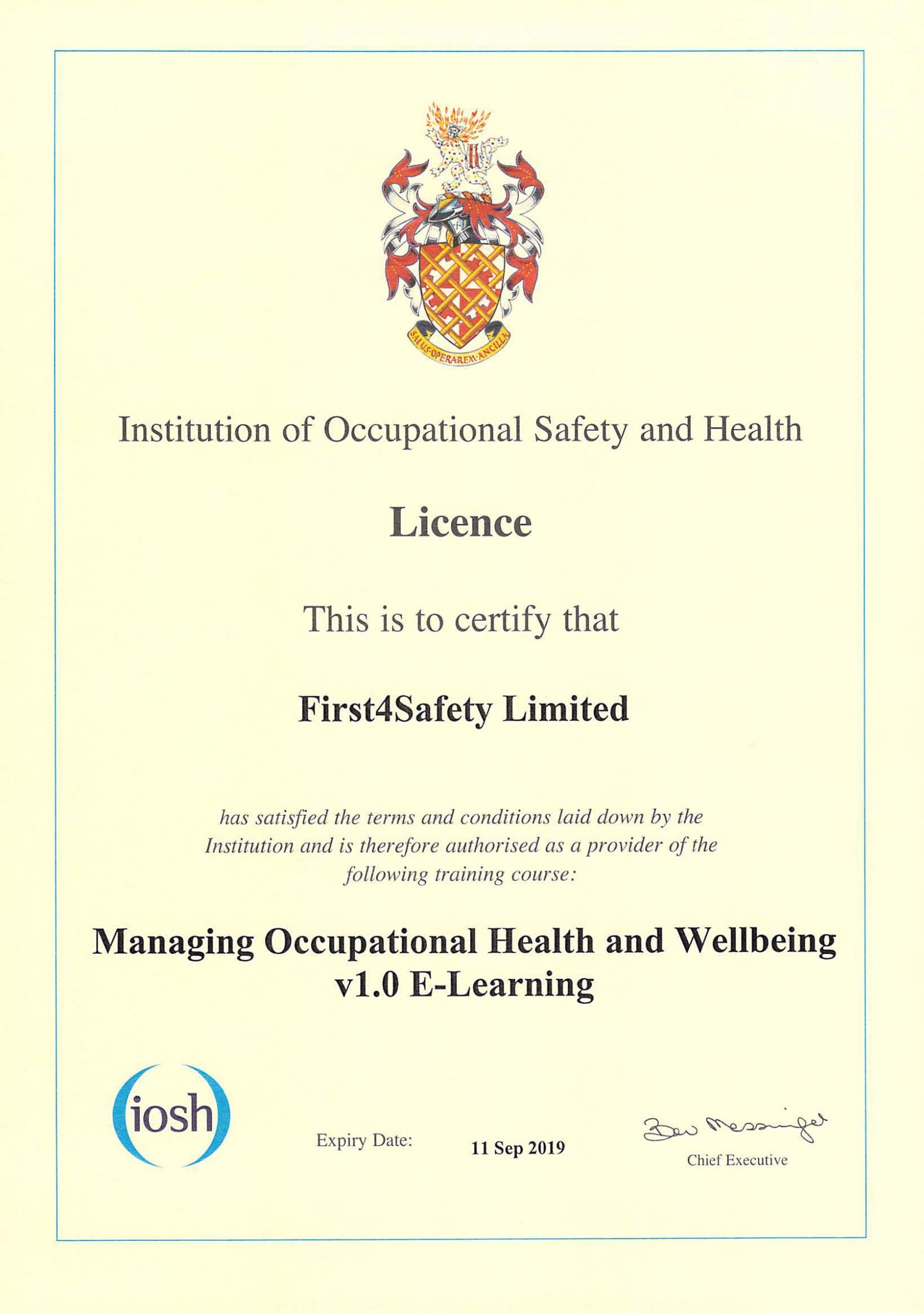 OHW LICENCE Occupational Health and Wellbeing