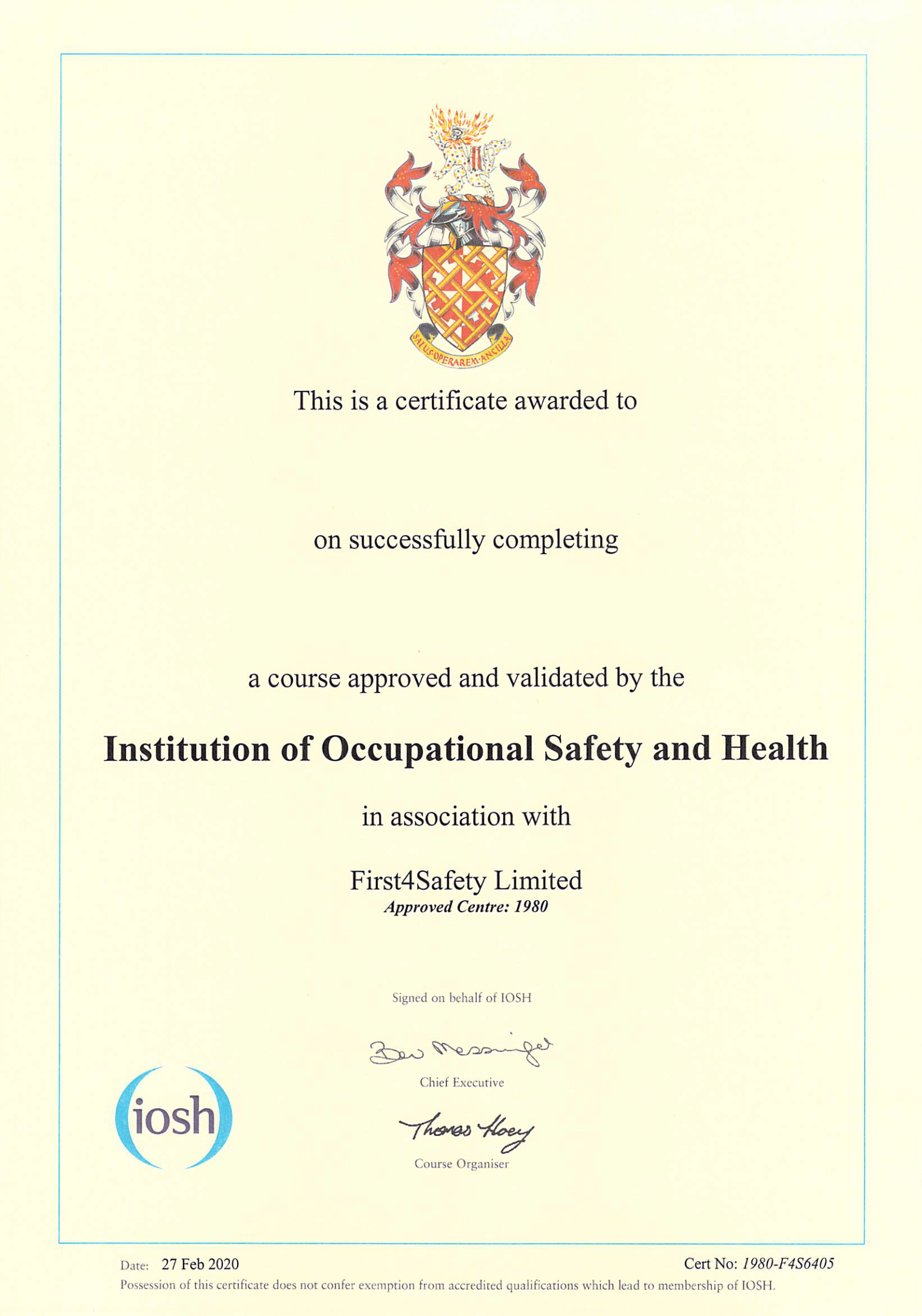 iosh fire safety awareness